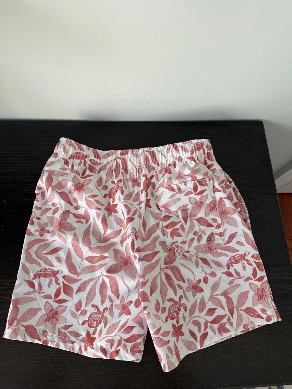 Boy’s Vintage Summer Floral Drawstring Swim Shorts - Coral/White 12Y